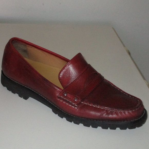 Cole Haan Womens Burgundy Wine Rubber Lug Sole Penny Loafer - Size 8M - Picture 1 of 10
